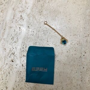 EFFY Bells Handbag Charm Collection Gold Tone Bell on Chain with Teal Crystal